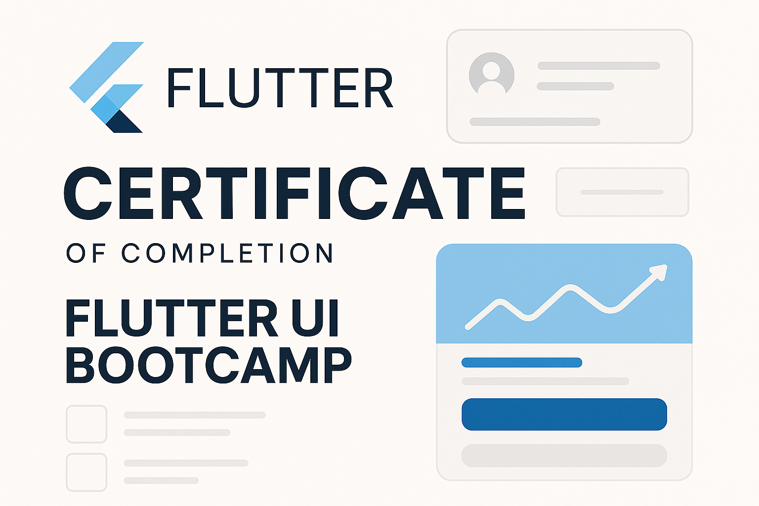Flutter UI Bootcamp | Build Beautiful Apps using Flutter certificate preview